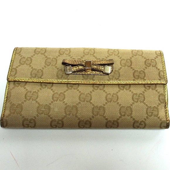 Gucci Handbags - GUCCI GG Monogram Princy Bow Long Wallet Trifold